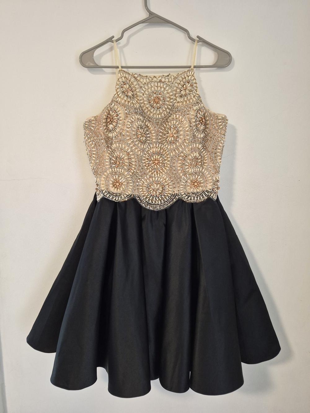 Dave & Johnny Black Dress with Beaded Cream Bodice